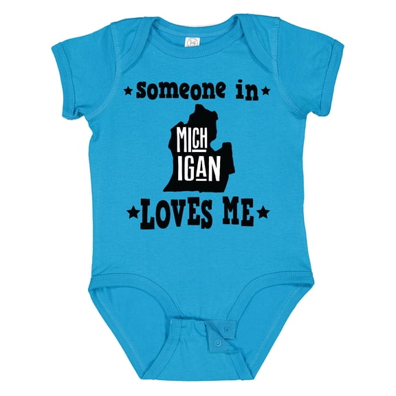 Inktastic Michigan Travel Gift Someone Loves Me Boys or Girls Baby Bodysuit