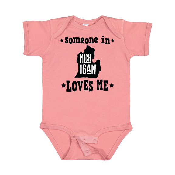 Inktastic Michigan Travel Gift Someone Loves Me Boys or Girls Baby Bodysuit