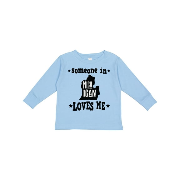 Inktastic Michigan Travel Gift Someone Loves Me Boys or Girls Long Sleeve Toddler T-Shirt