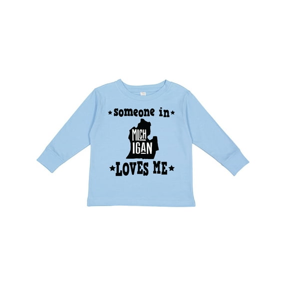 Inktastic Michigan Travel Gift Someone Loves Me Boys or Girls Long Sleeve Toddler T-Shirt