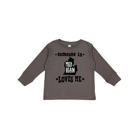 Inktastic Michigan Travel Gift Someone Loves Me Boys or Girls Long Sleeve Toddler T-Shirt