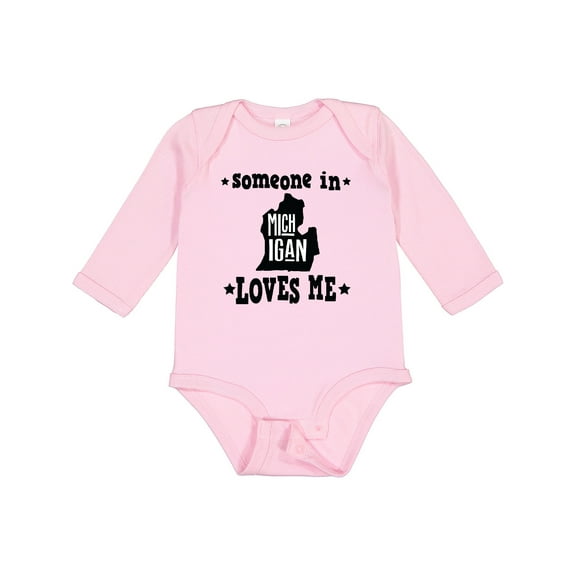 Inktastic Michigan Travel Someone Loves Me Boys or Girls Long Sleeve Baby Bodysuit