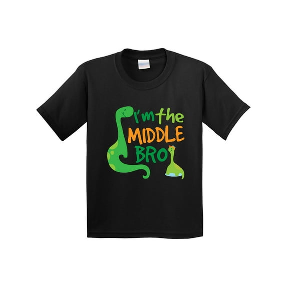 Inktastic Middle Brother Boy Dinosaur Announcement Youth T-Shirt