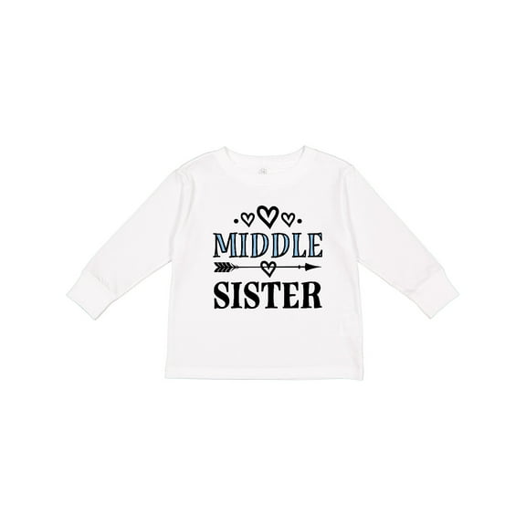 Inktastic Middle Sister Announcement Girls Long Sleeve Toddler T-Shirt