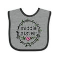 thumbnail image 1 of Inktastic Middle Sister Leaves, Circle, Heart Girls Baby Bib, 1 of 4