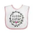 thumbnail image 1 of Inktastic Middle Sister Leaves, Circle, Heart Girls Baby Bib, 1 of 4