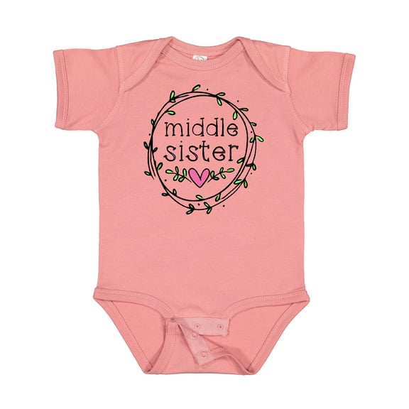 Inktastic Middle Sister Leaves, Circle, Heart Girls Baby Bodysuit