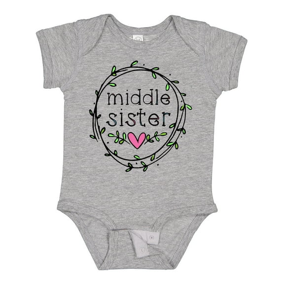 Inktastic Middle Sister Leaves, Circle, Heart Girls Baby Bodysuit