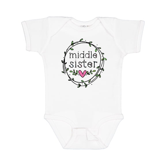 Inktastic Middle Sister Leaves, Circle, Heart Girls Baby Bodysuit