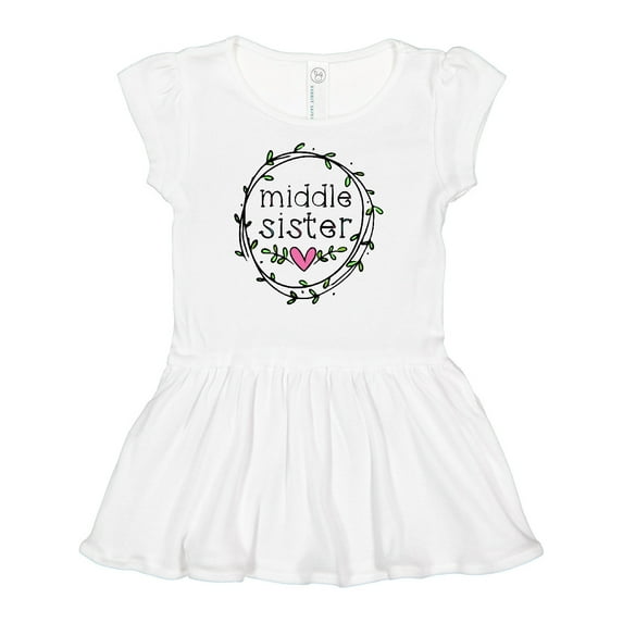 Inktastic Middle Sister Leaves, Circle, Heart Girls Baby Dress