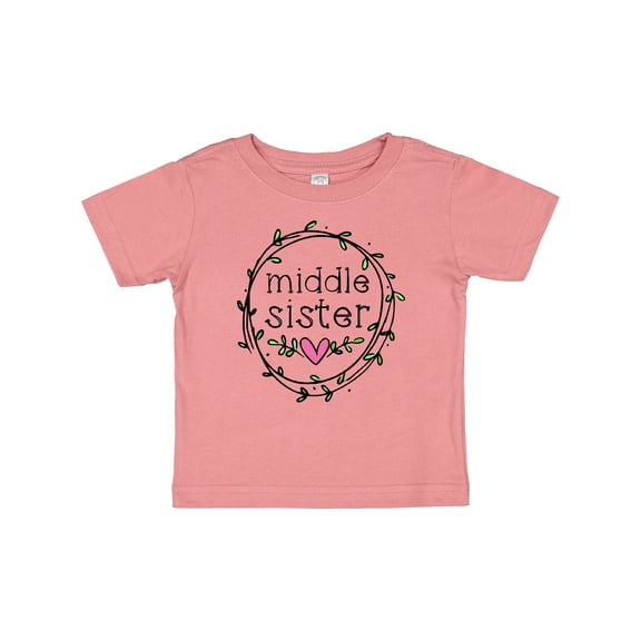 Inktastic Middle Sister Leaves, Circle, Heart Girls Baby T-Shirt