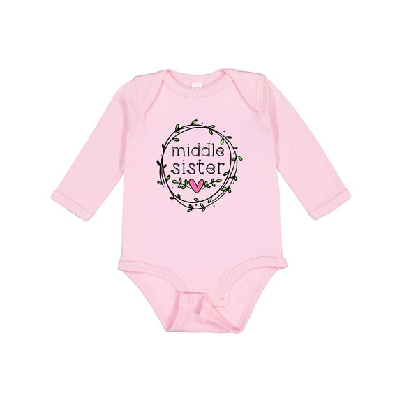 Inktastic Middle Sister Leaves, Circle, Heart Girls Long Sleeve Baby Bodysuit