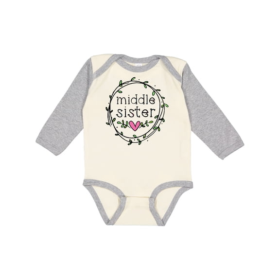 Inktastic Middle Sister Leaves, Circle, Heart Girls Long Sleeve Baby Bodysuit