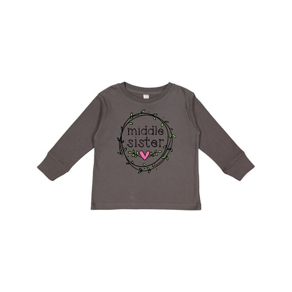 Inktastic Middle Sister Leaves, Circle, Heart Girls Long Sleeve Toddler T-Shirt
