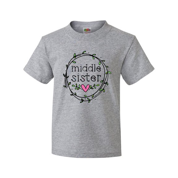 Inktastic Middle Sister Leaves, Circle, Heart Youth T-Shirt