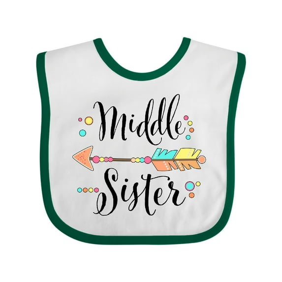 Inktastic Middle Sister- dots and arrow Girls Baby Bib