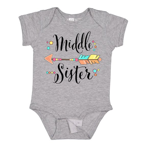 Inktastic Middle Sister- dots and arrow Girls Baby Bodysuit