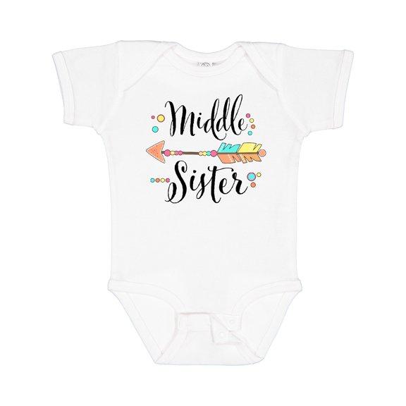 Inktastic Middle Sister- dots and arrow Girls Baby Bodysuit