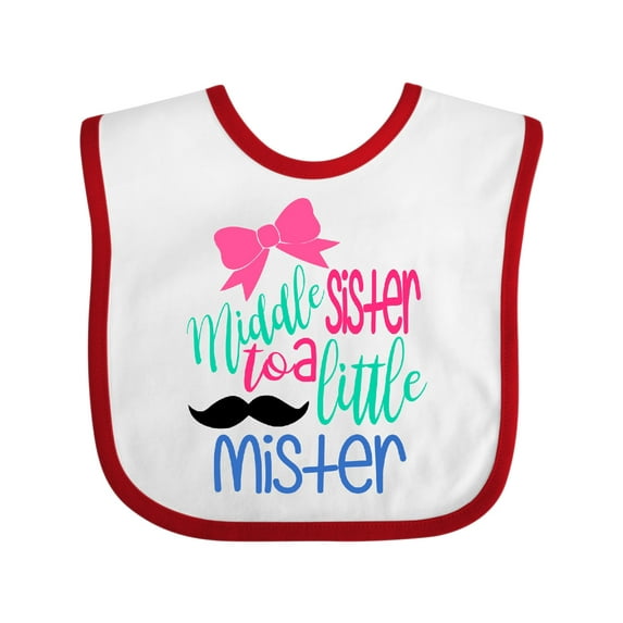 Inktastic Middle Sister to a Little Mister Girls Baby Bib