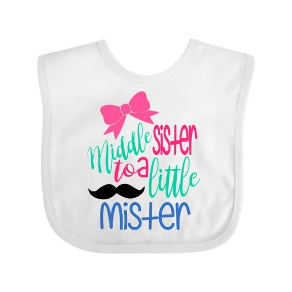 Inktastic Middle Sister to a Little Mister Girls Baby Bib