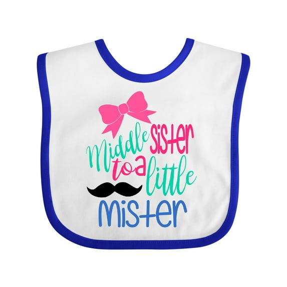 Inktastic Middle Sister to a Little Mister Girls Baby Bib