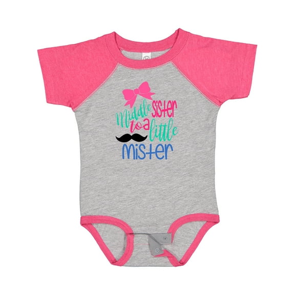 Inktastic Middle Sister to a Little Mister Girls Baby Bodysuit