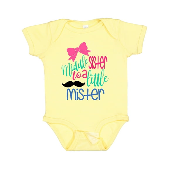 Inktastic Middle Sister to a Little Mister Girls Baby Bodysuit
