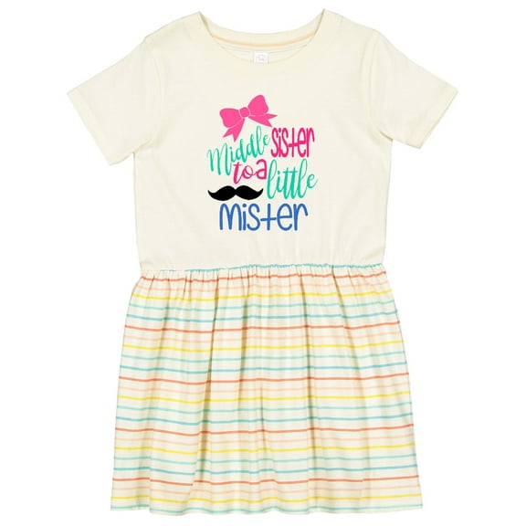 Inktastic Middle Sister to a Little Mister Girls Toddler Dress