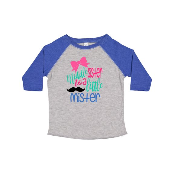 Inktastic Middle Sister to a Little Mister Girls Toddler T-Shirt