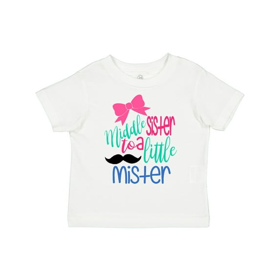 Inktastic Middle Sister to a Little Mister Girls Toddler T-Shirt