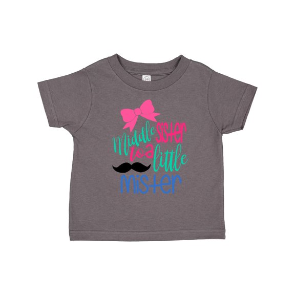 Inktastic Middle Sister to a Little Mister Girls Toddler T-Shirt