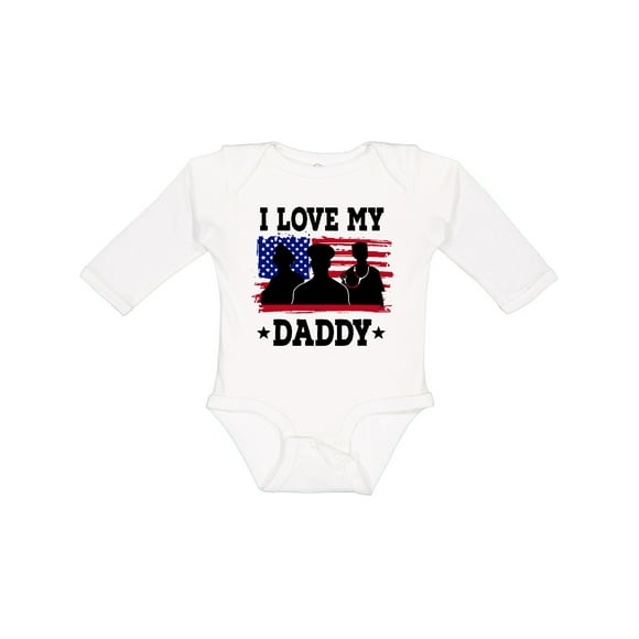 Military Dad I Love My Daddy Boys or Girls Long Sleeve Baby Bodysuit
