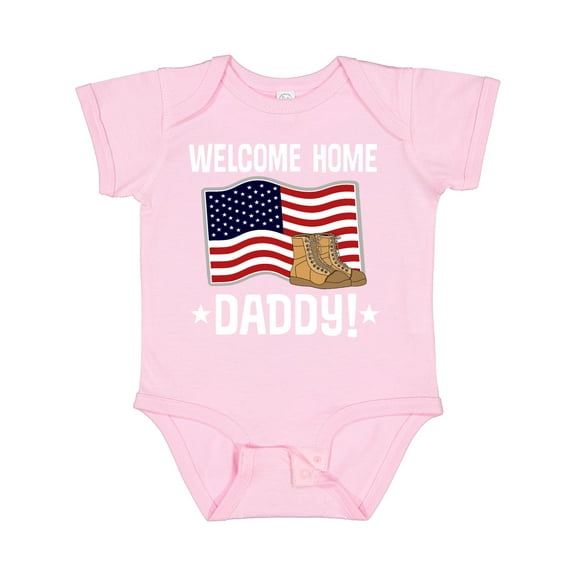 Inktastic Military Dad Welcome Home USA Flag Boys or Girls Baby Bodysuit