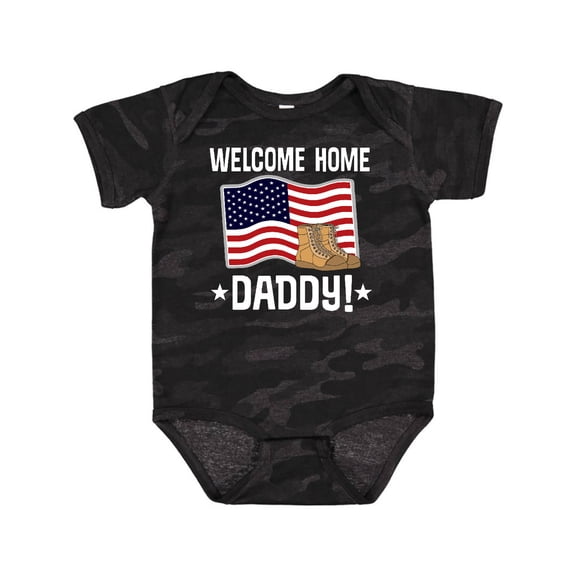 Inktastic Military Dad Welcome Home USA Flag Boys or Girls Baby Bodysuit