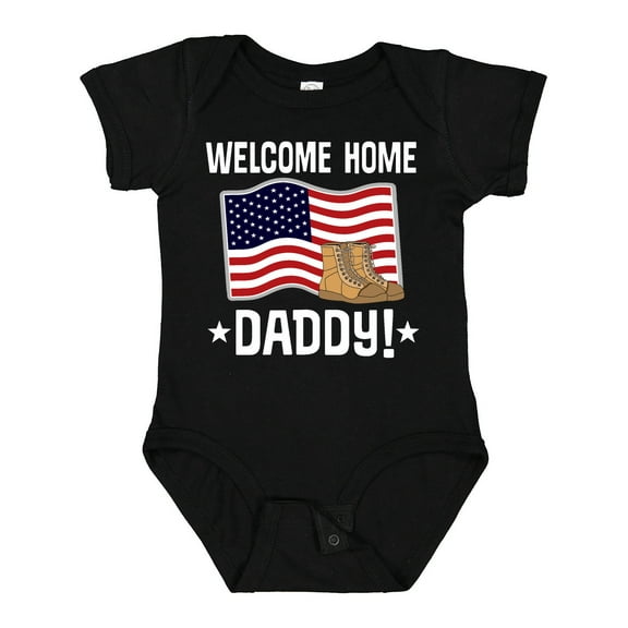 Inktastic Military Dad Welcome Home USA Flag Boys or Girls Baby Bodysuit