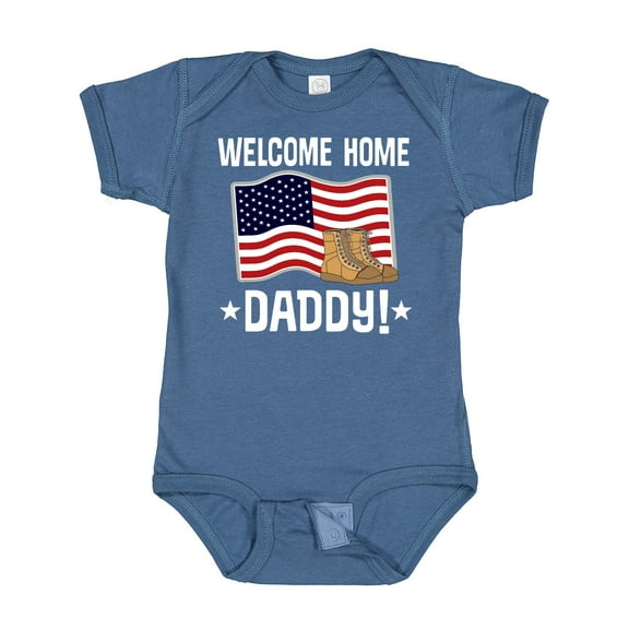Inktastic Military Dad Welcome Home USA Flag Boys or Girls Baby Bodysuit
