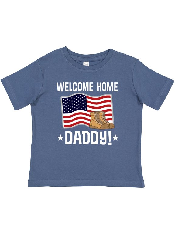 Military Dad Welcome Home USA Flag Boys or Girls Baby T-Shirt