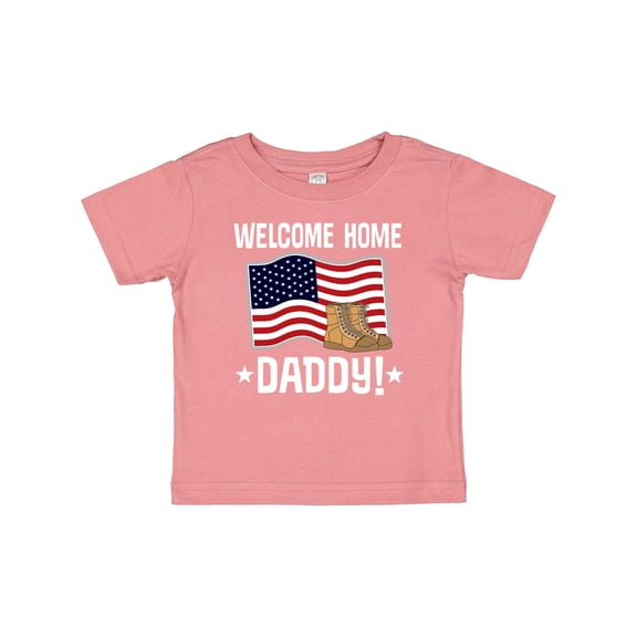 Inktastic Military Dad Welcome Home USA Flag Boys or Girls Baby T-Shirt