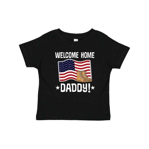 Inktastic Military Dad Welcome Home USA Flag Boys or Girls Baby T-Shirt
