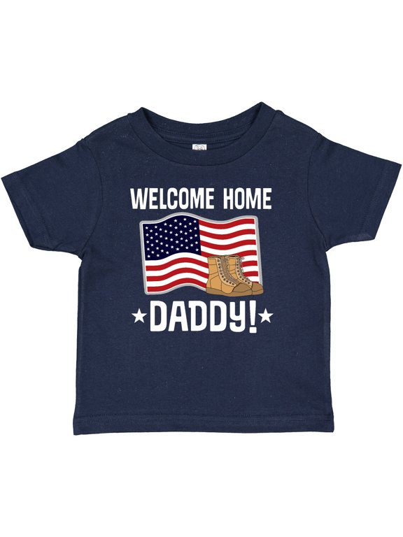 Military Dad Welcome Home USA Flag Boys or Girls Baby T-Shirt