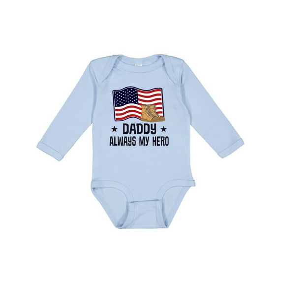 Inktastic Military Daddy Always My Hero Boys or Girls Long Sleeve Baby Bodysuit