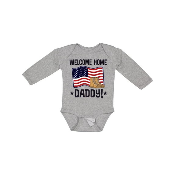 Inktastic Military Daddy Welcome Home Boys or Girls Long Sleeve Baby Bodysuit