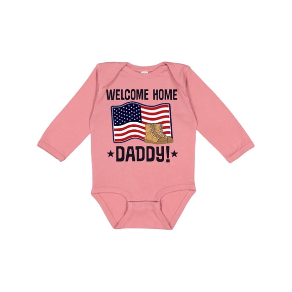 Inktastic Military Daddy Welcome Home Boys or Girls Long Sleeve Baby Bodysuit