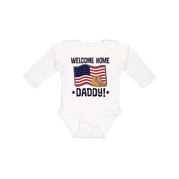 Inktastic Military Daddy Welcome Home Boys or Girls Long Sleeve Baby Bodysuit