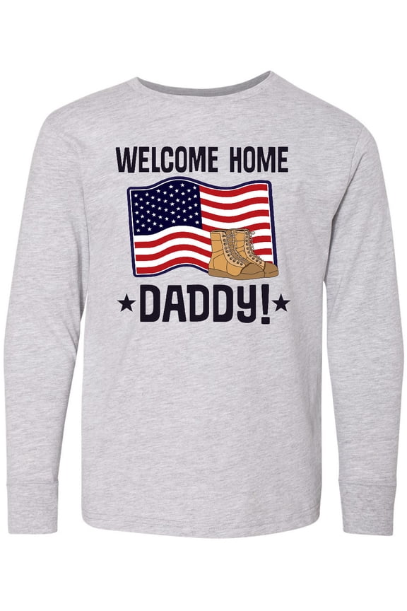 Military Daddy Welcome Home Long Sleeve Youth T-Shirt