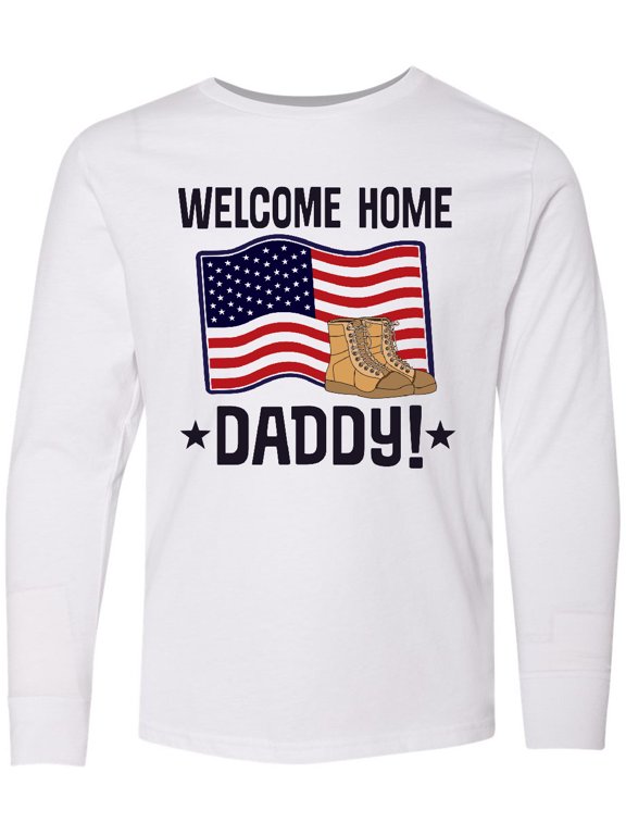 Military Daddy Welcome Home Long Sleeve Youth T-Shirt