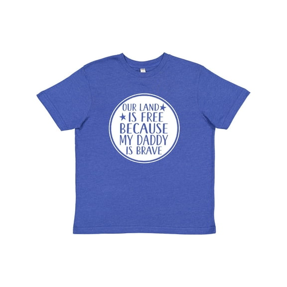 Inktastic Military Daddy is Brave Land is Free Youth T-Shirt