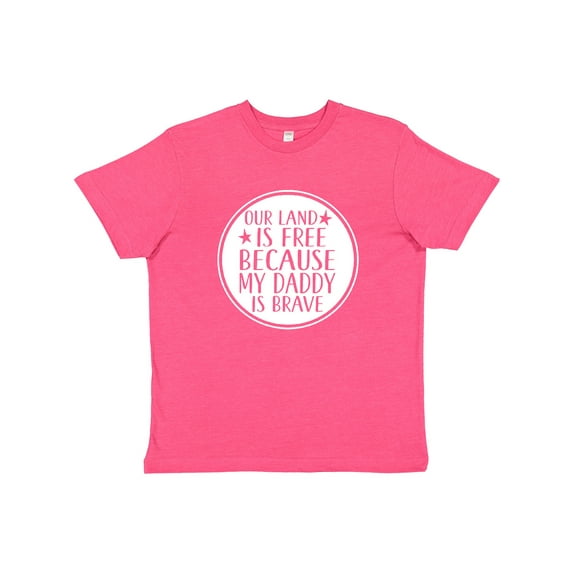 Inktastic Military Daddy is Brave Land is Free Youth T-Shirt