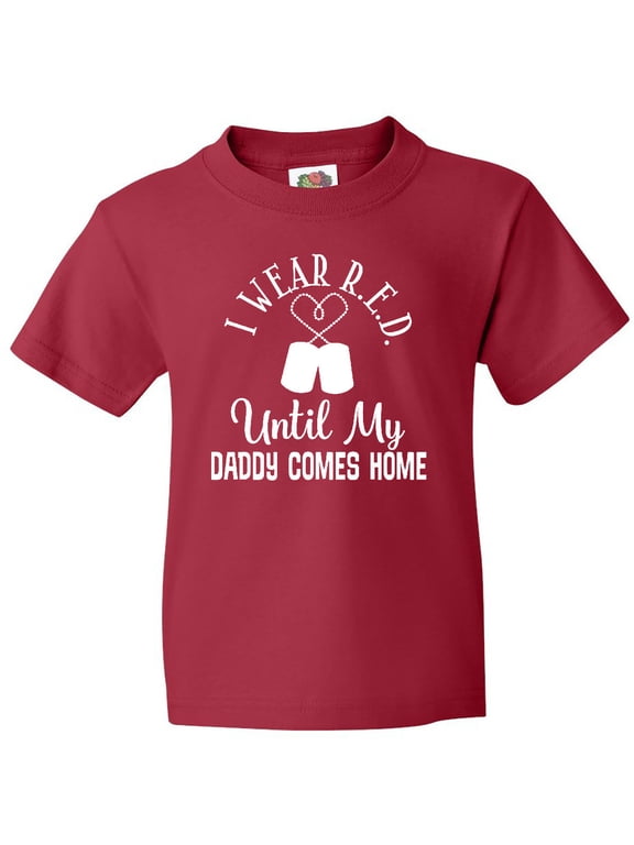 Military Deployment Wear Red for Daddy Youth T-Shirt