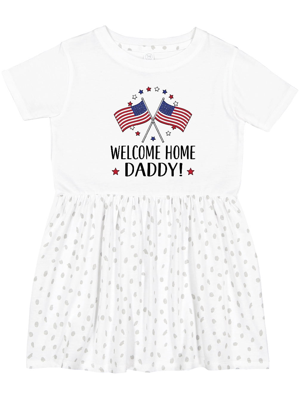 military homecoming dress Daddy Welcome Home Son Daughter Infant - White with Speckles red satin dress